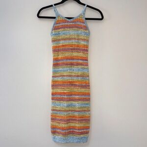 Freshman 1996 Girls 8/10 Striped Crochet Knit Dress
